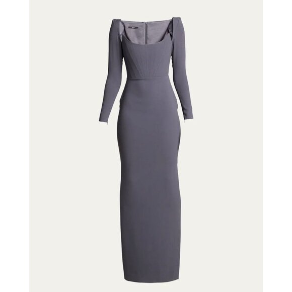 Alex Perry Satin Crepe Corset Column Gown - Picture 2 of 5